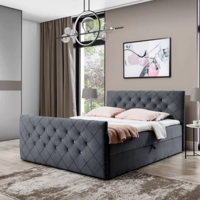 Boxspringová posteľ LENKA - 120x220, šedá + topper ZADARMO