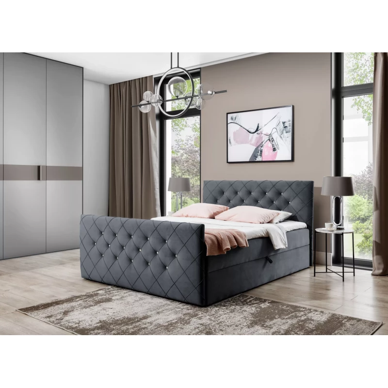 Boxspringová posteľ LENKA - 120x220, šedá + topper ZADARMO