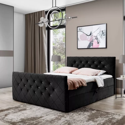 Boxspringová posteľ LENKA - 120x220, čierna + topper ZADARMO