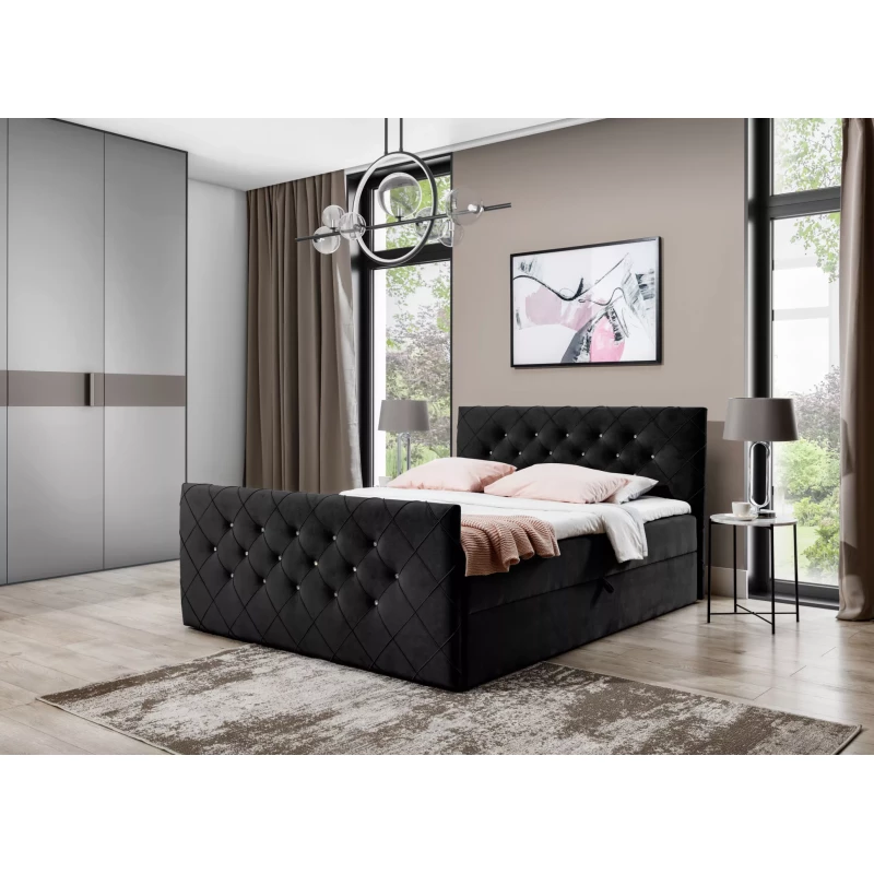 Boxspringová posteľ LENKA - 120x220, čierna + topper ZADARMO