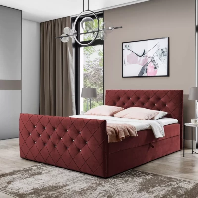 Boxspringová posteľ LENKA - 120x220, bordová + topper ZADARMO