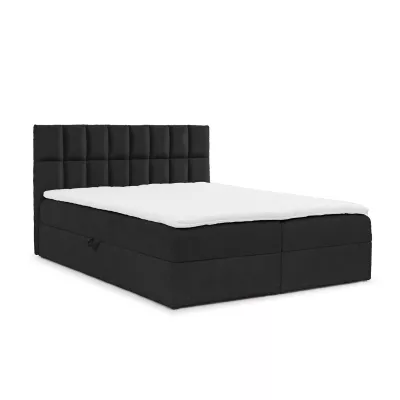 Manželská čalúnená posteľ 200x220 ALIBINA - čierna + topper