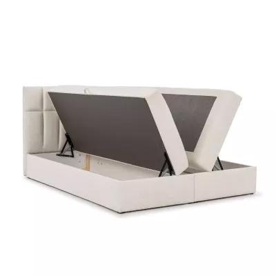 Manželská čalúnená posteľ 200x220 ALIBINA - smotanová + topper