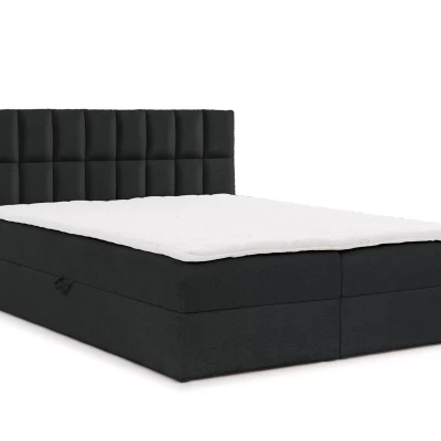 Manželská čalúnená posteľ 180x220 ALIBINA - čierna + topper