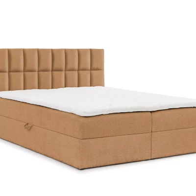 Manželská čalúnená posteľ 180x220 ALIBINA - svetlo hnedá + topper