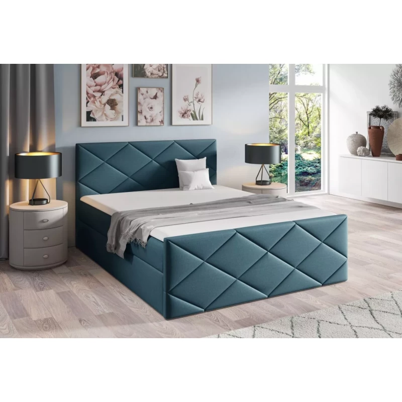 Posteľ s matracom a roštom HALKA - 160x220, modrá 3 + topper ZADARMO