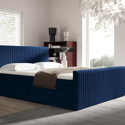Kontinentálna posteľ 180x220 BINDY - tmavo modrá + topper ZADARMO