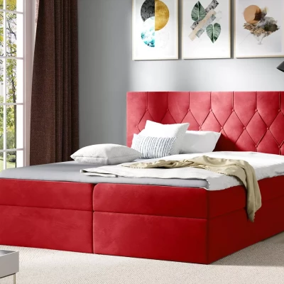 Posteľ boxspring TIBOR - 120x220, červená + topper ZADARMO