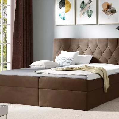 Posteľ boxspring TIBOR - 120x220, hnedá + topper ZADARMO