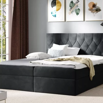 Posteľ boxspring TIBOR - 120x220, čierna + topper ZADARMO