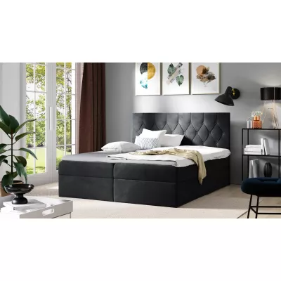 Posteľ boxspring TIBOR - 120x220, čierna + topper ZADARMO