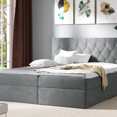 Posteľ boxspring TIBOR - 120x220, šedá + topper ZADARMO