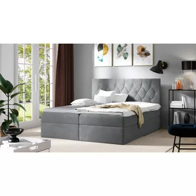 Posteľ boxspring TIBOR - 120x220, šedá + topper ZADARMO