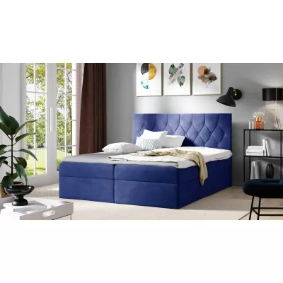 Posteľ boxspring TIBOR - 120x220, modrá + topper ZADARMO