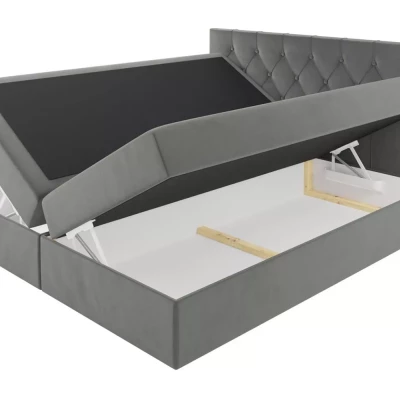 Posteľ boxspring TIBOR - 120x220, modrá + topper ZADARMO