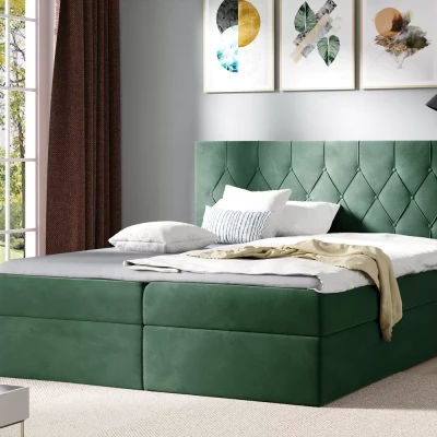 Posteľ boxspring TIBOR - 120x220, zelená + topper ZADARMO