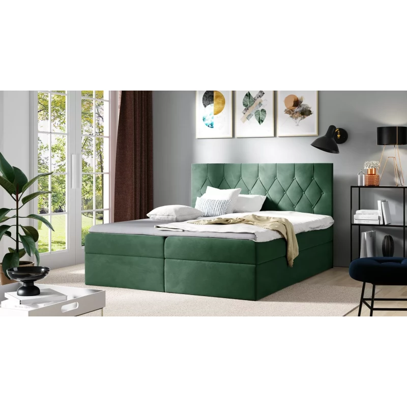 Posteľ boxspring TIBOR - 120x220, zelená + topper ZADARMO