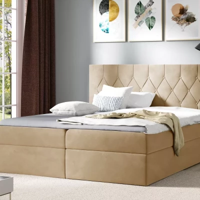Posteľ boxspring TIBOR - 120x220, béžová + topper ZADARMO