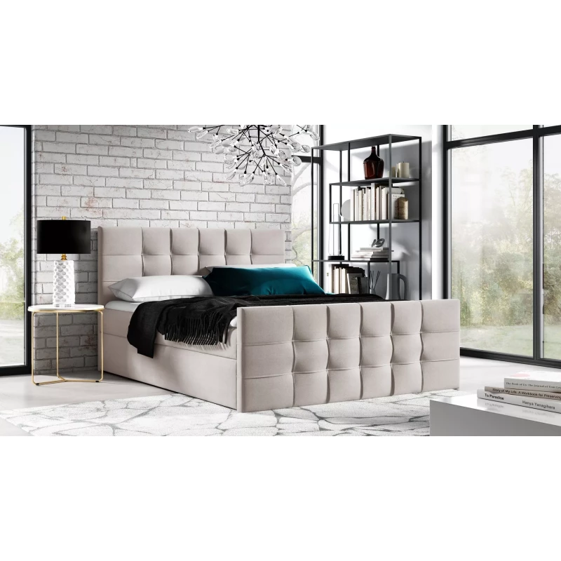 Čalúnená boxspringová posteľ IVANA 1 LUX - 120x220, béžová + topper ZADARMO