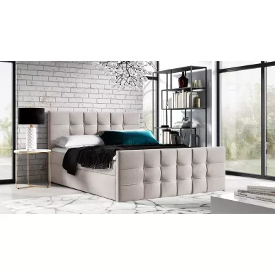Čalúnená boxspringová posteľ IVANA 1 LUX - 120x220, béžová + topper ZADARMO