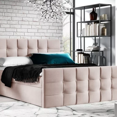 Čalúnená boxspringová posteľ IVANA 1 LUX - 120x220, ružová + topper ZADARMO