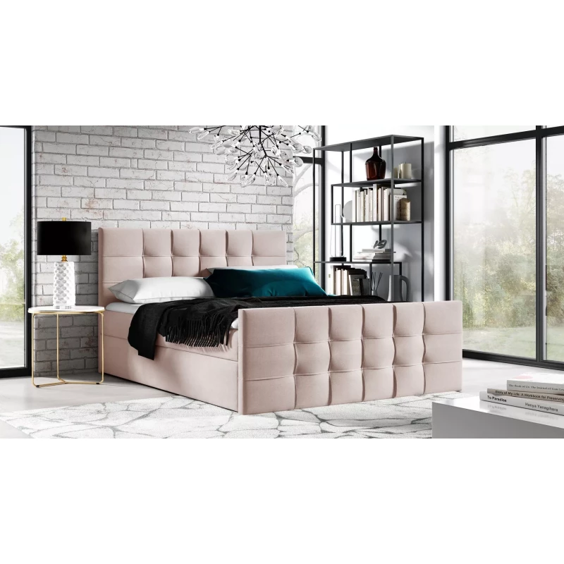 Čalúnená boxspringová posteľ IVANA 1 LUX - 120x220, ružová + topper ZADARMO
