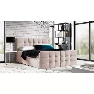 Čalúnená boxspringová posteľ IVANA 1 LUX - 120x220, ružová + topper ZADARMO