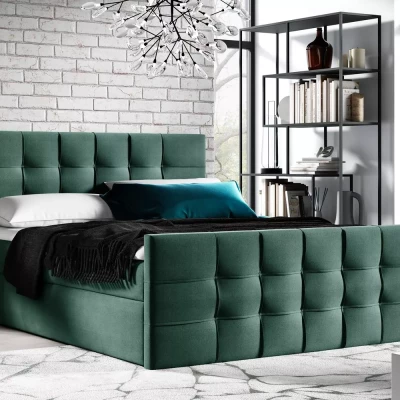 Čalúnená boxspringová posteľ IVANA 1 LUX - 120x220, zelená + topper ZADARMO