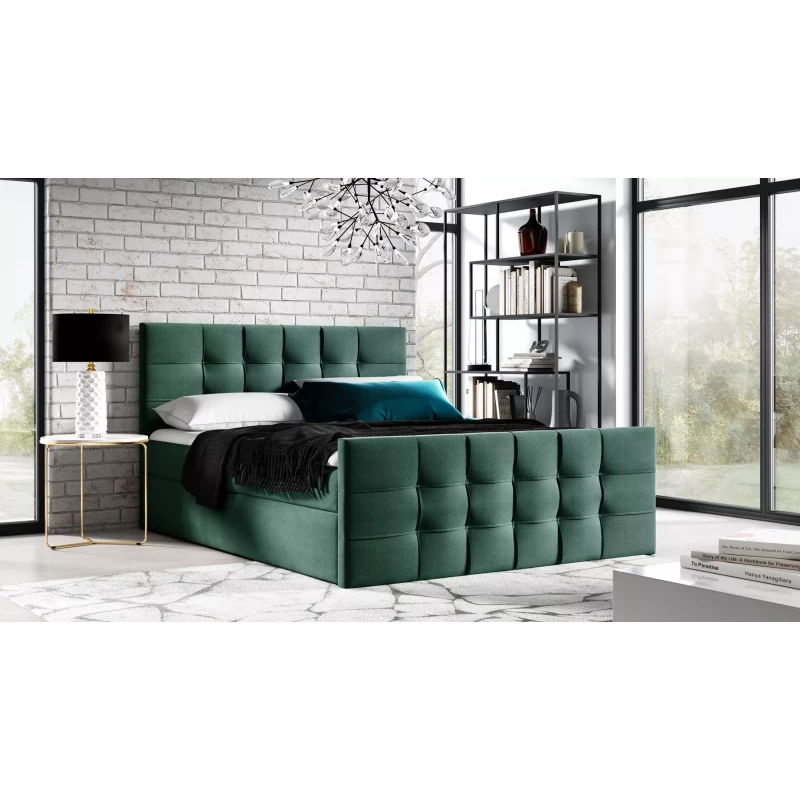 Čalúnená boxspringová posteľ IVANA 1 LUX - 120x220, zelená + topper ZADARMO