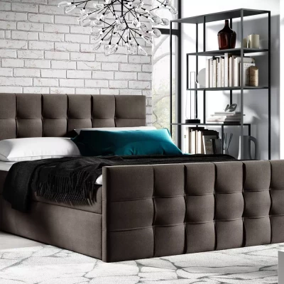 Čalúnená boxspringová posteľ IVANA 1 LUX - 120x220, hnedá + topper ZADARMO