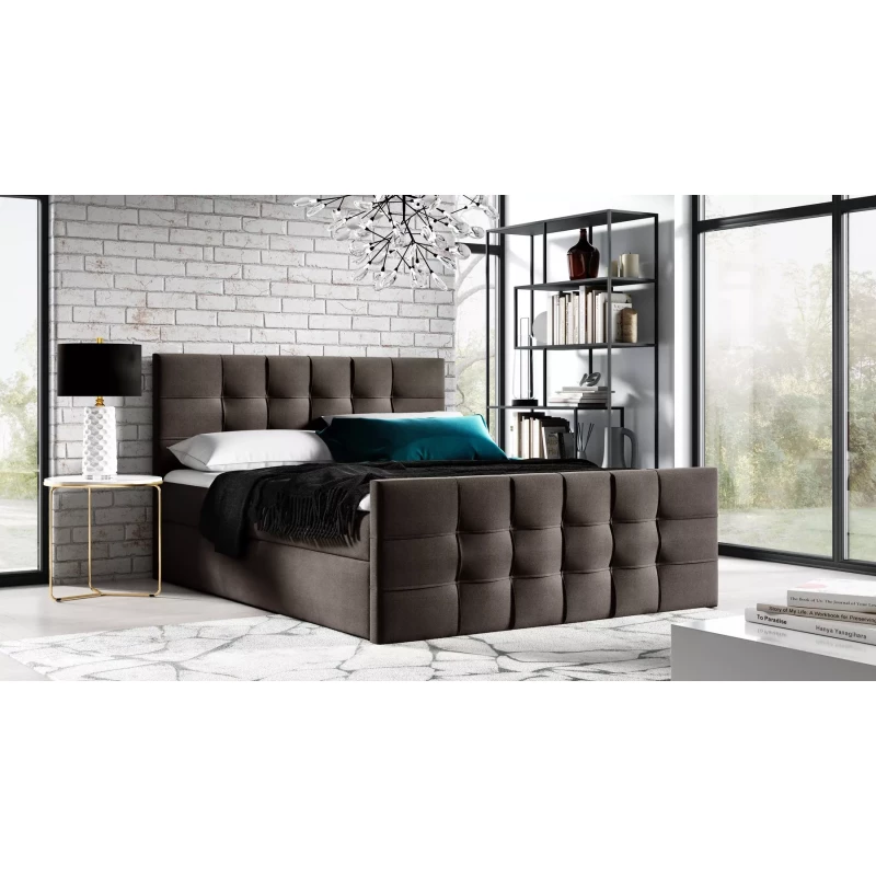 Čalúnená boxspringová posteľ IVANA 1 LUX - 120x220, hnedá + topper ZADARMO