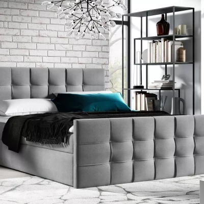 Čalúnená boxspringová posteľ IVANA 1 LUX - 120x220, šedá + topper ZADARMO
