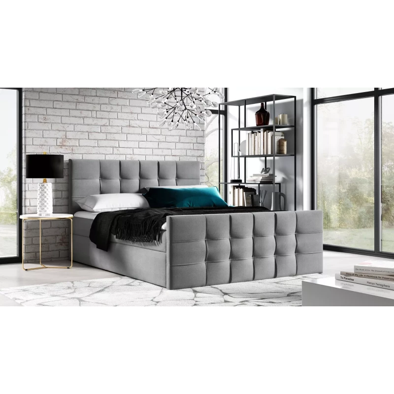 Čalúnená boxspringová posteľ IVANA 1 LUX - 120x220, šedá + topper ZADARMO