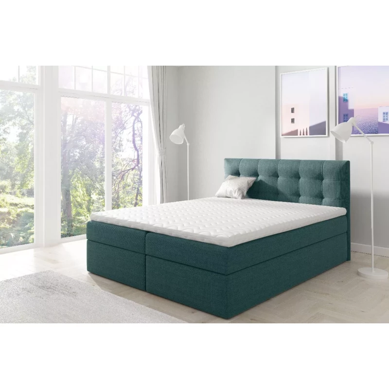 Čalúnená boxspringová posteľ 120x220 IVANA 1 - modrá + topper ZADARMO