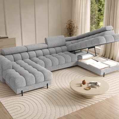 Sedacia súprava s úložným priestorom do U ELISA - šedá, pravé prevedenie