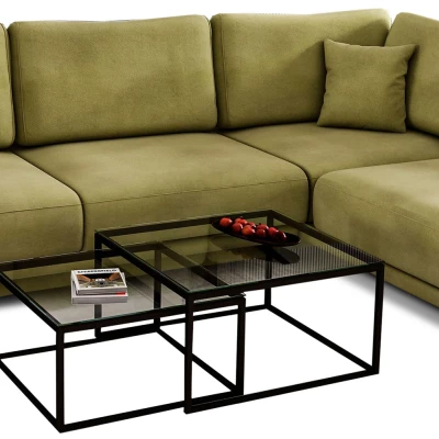 Rohová rozkladacia sedacia súprava ZAFRINA - svetlo zelená, pravý roh