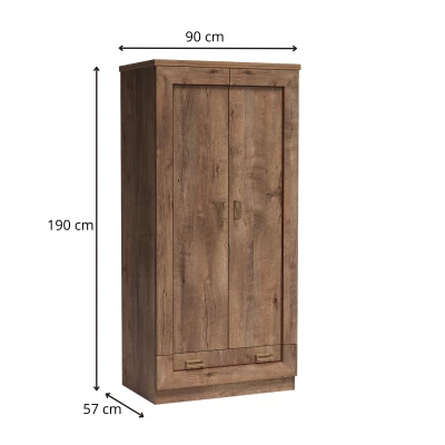 Dvojdverová skriňa GIADA - šírka 90 cm, dub lefkas