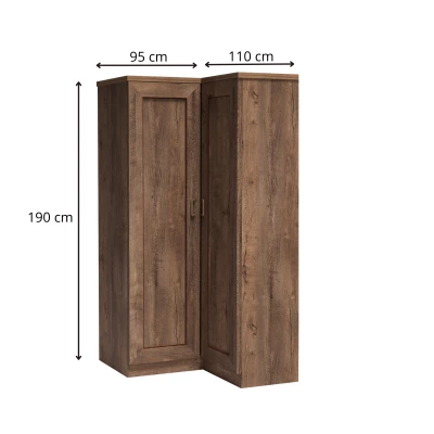Rohová šatníková skriňa 110 cm GIADA - dub lefkas