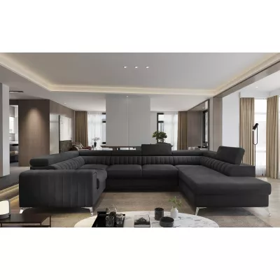 Veľká sedacia súprava do U VESPERA - antracitová, pravé prevedenie