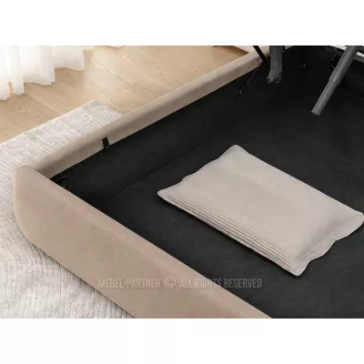 Čalúnená posteľ 140x200 KARLINA s úložným priestorom - béžová