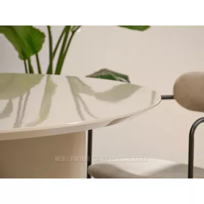 Okrúhly jedálenský stôl 130 cm ALVARO - lesklý béžový