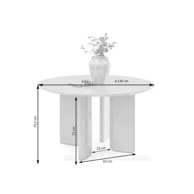Okrúhly jedálenský stôl 130 cm ALVARO - lesklý béžový