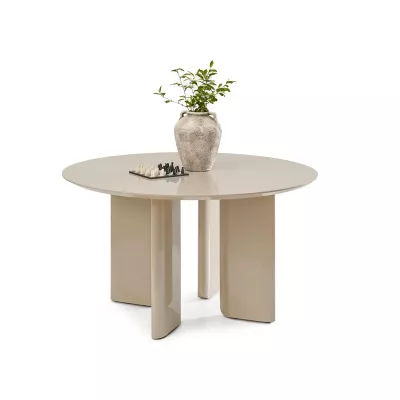 Okrúhly jedálenský stôl 130 cm ALVARO - lesklý béžový