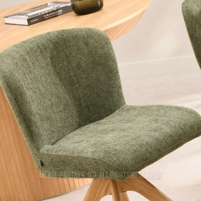 Otočná čalúnená stolička VELARIA - zelená / dub