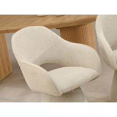 Čalúnená otočná stolička KALIA - krémová