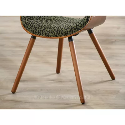 Dizajnová jedálenská stolička SAROLTA - čierna / zelená / orech