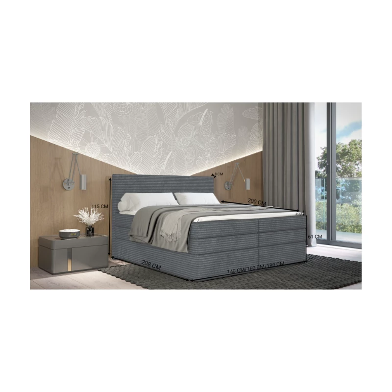 Americká posteľ 140x200 CALVIA 2 - šedá + topper ZADARMO