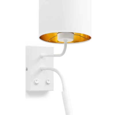 Nástenná lampa s čítacím ramenom VESPILLO - biela / zlatá
