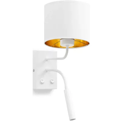 Nástenná lampa s čítacím ramenom VESPILLO - biela / zlatá