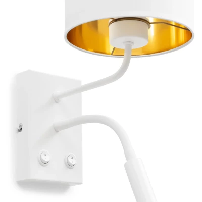 Nástenná lampa s čítacím ramenom VESPILLO - biela / zlatá